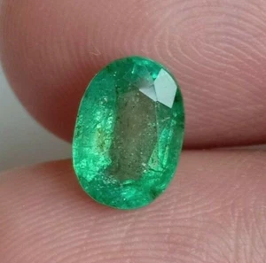 Piedra preciosa suelta ovalada esmeralda pulida hecha a mano natural de la mina Kazam - Imagen 1 de 4