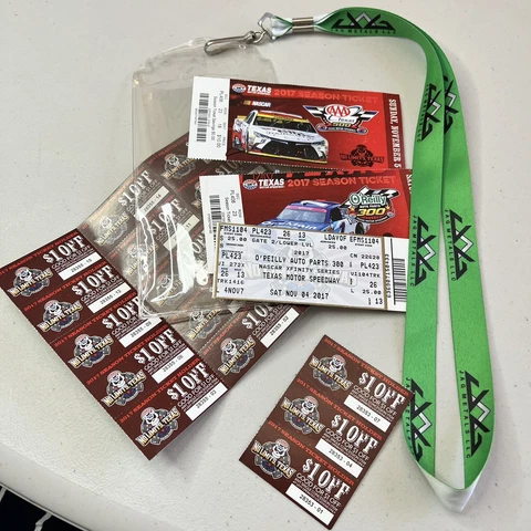 NASCAR Lanyard Racing Car Sports Tickets Green Jag Metals Texas Motor Speedway Cover