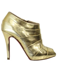 Christian Louboutin Robot Gold Peep Toe Leather Heels Booties 36.5/6 $975 - Picture 1 of 9