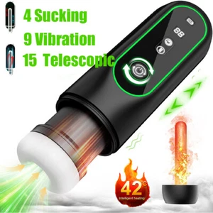 Male Masturbater Vibrating Penis Pump Sucking Pocket Pussy Stroker Men Sex Toys - Picture 1 of 19