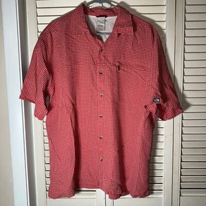 Camisa para hombre North Face con cuello abotonado talla L grande roja a cuadros manga corta - Imagen 1 de 5