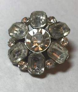 Vintage klar Strass rund groß Einzelknopf - Bild 1 von 4