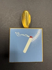 Posacenere tascabile vintage metà secolo ottone smalto blu portasigarette - Foto 1 di 10