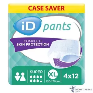 4x iD Pants Super Incontinence Underwear - Extra Large - Pack of 12 - 1950ml - Picture 1 of 4