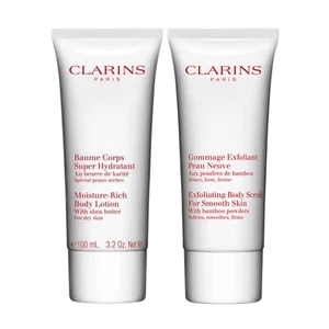 Clarins Moisture-Rich Body Lotion & Exfoliating Scrub 100mL each 2-Pc Travel Set - Picture 1 of 3