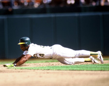 1990 RICKEY HENDERSON Oakland A's BASEBALL ACTION Glossy Photo 8x10 PICTURE WOW!
