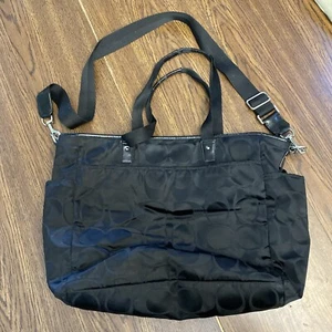 Coach Black Tote Bag Large Signature Fabric Silver Hardware - Picture 1 of 23