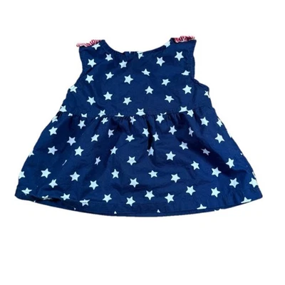 Carter's 海军蓝星星印花红色和白色条纹蝴蝶结连衣裙 — 第 1/4 张图片