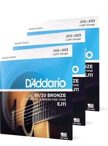 D'Addario 3er-Pack EJ11 80/20 Bronze Akustikgitarrensaiten Light 12-53 - Bild 1 von 6