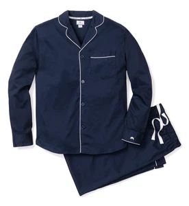 $118 NWT / PETITE PLUME Men's CLASSIC FLANNEL Navy Blue PAJAMA SET Size: LARGE - Picture 1 of 4