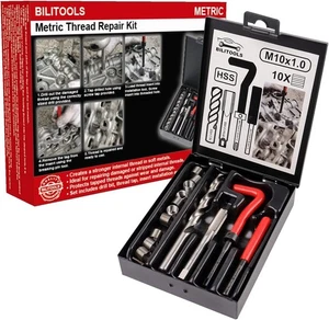 BILITOOLS M10X1.0 Thread Repair Kit, HSS Drill Helicoil Repair Kit Metric - Bild 1 von 7