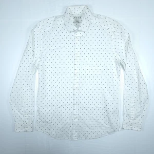 Reiss Shirt Mens Size L White Long Sleeve Polka Dot Button Up Reiss Shirt - Picture 1 of 13
