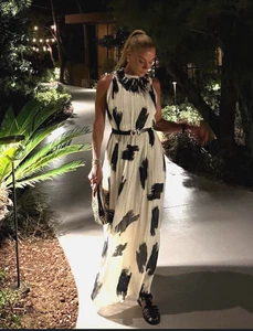 ZARA NEW WOMAN SS25 PRINTED DRESS ZW COLLECTION Ecru / Black | 6895/056 - Picture 1 of 18