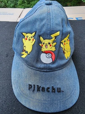 De colección 2000 Niños Pokemon Pikachu Gorra de Béisbol Gorra Ajustable Correa Juvenil Azul Foto 1 de 3
