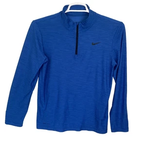 Nike Dri Fit Pullover Men’s Small Blue 1/4 Zip Long Sleeves Gym Running Track - Picture 1 of 12