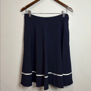 ModCloth Navy w/White Stripe Lined A-Line Skirt Size L - Picture 1 of 5