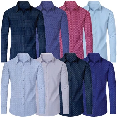 Мужская Slim Fit длинным рукавом эластичной напечатано рубашки (размер - S-2XL) Бесплатная доставка - Изображение 1 из 2