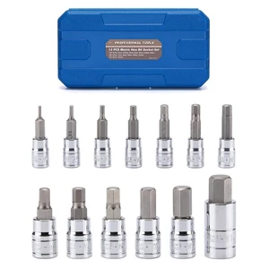 13PCS Metric Hex Bit Socket Set, CR-V Allen Bit Socket Kit, S2 Steel, 2mm - 1... - Picture 1 of 7