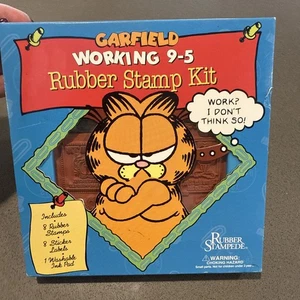 Vintage Garfield Rubber Stamp Kit 1995 “Working 9-5” Work Humor Funny Grumpy - Picture 1 of 5