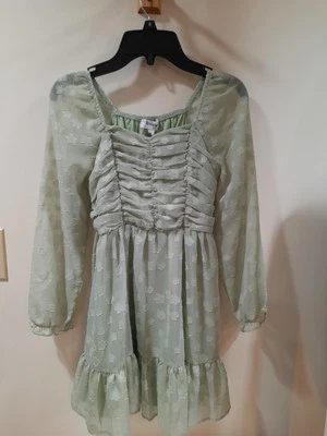 New Speechless Girls Light Green Floral Easter Formal Dress Size 8 Pull On Cute - Image 1 of 4