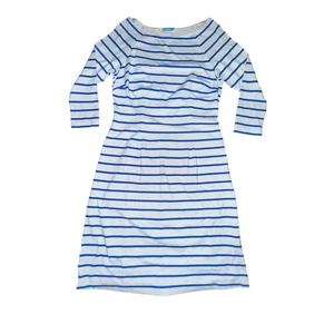 Abito donna J McLaughlin taglia XS blu bianco righe tessuto catalina manica 3/4 - Foto 1 di 4