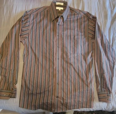 Рубашка мужская большая высокая в полоску на пуговицах с длинным рукавом карман платье рубашка - Изображение 1 из 4