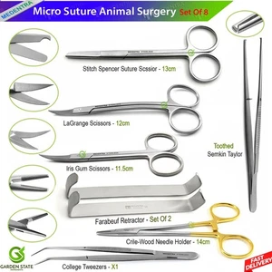 Micro Suture Animal Surgery Instruments Dog Cat Veterinary Surgical Tools - Picture 1 of 8