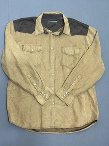 Bit & Bridle Men’s XL Dark Brown And Brown Suede Texture Western Button Down - Picture 1 of 6