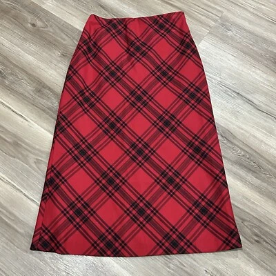 Vintage Casual Corner Annex Plaid Festive Holiday Midi Skirt Red women Petite 4 - Image 1 of 4