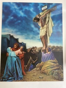 Golgatha Jesus am Kreuz 10,5x13,5 Bild linsenförmig Made in Zürich Unikat - Bild 1 von 5