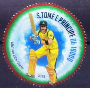 Santo Tomé 2013 MNH, Michael Clarke, raro redondo deportivo cricket   - Imagen 1 de 1