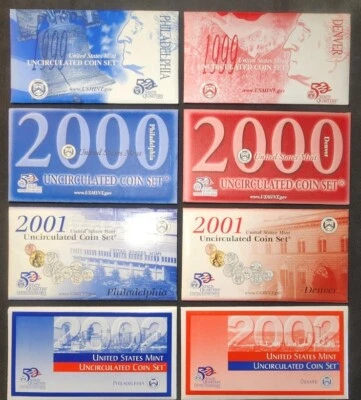 1999-2002 US Mint Uncirculated Set Run Envelope & COA 78 Coins (4 Annual Sets) - Image 1 of 4