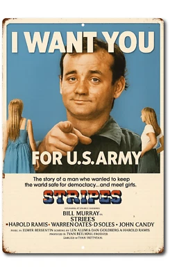 Póster de la película Rayas I Want You Bill Murray reproducción carteles de metal de hojalata 8 x 12 Foto 1 de 4