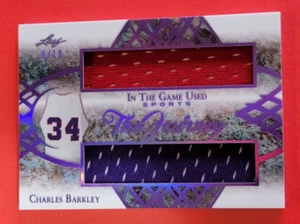 CHARLES BARKLEY GAME USED JERSEY PATCH CARD #9/10 2019 LEAF IN THE GAME RELIC - Picture 1 of 3