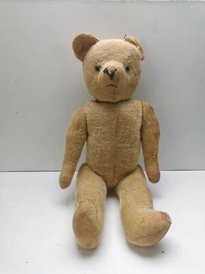Magnifique ours ancien articulé Teddy Bear yeux Verre, Paille, 50 Cm - Photo 1/4