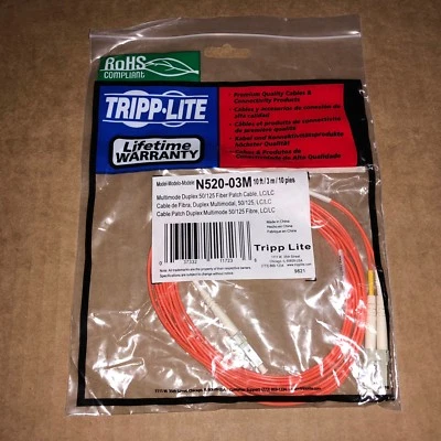 Tripp Lite Multimode Duplex 50/125 Fiber Patch Cable LC/LC 10' 3 Meter N520-03M - Image 1 of 2