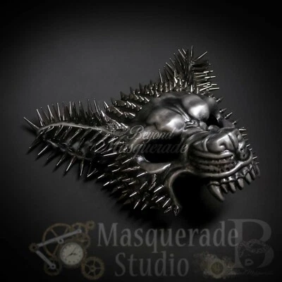 Men's Spiked Steampunk Wolf Costume Party Halloween Masquerade Mask [Silver] - Image 1 of 4