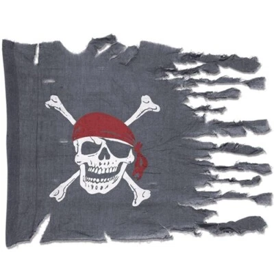Выветренный пиратский флаг 29 x 38 дюймов пиратская ткань украшение для вечеринки - Изображение 1 из 2