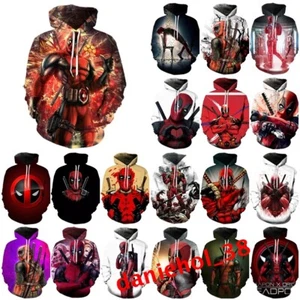 Adult Kids Deadpool 3D Hooded Hoodies Sweatshirt Pullover Coat Jumper Tops Gift - Picture 1 of 25