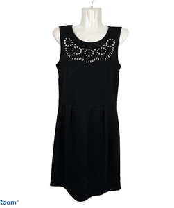 Marca. Vestido Negro Embellecido Diseño Sin Mangas Midi Exponer Cremallera Talla Mediana  - Imagen 1 de 5