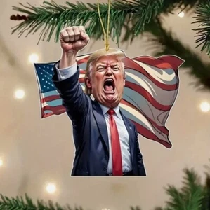 Patriotic Trump Fight Ornament – Christmas Tree Decor, Car Hanging Holiday gift - Picture 1 of 3