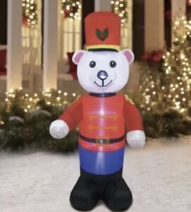 6 ft Tall Inflatable Polar Bear Toy Soldier Multicolor Nutcracker￼ Christmas