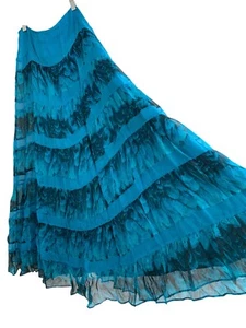 NWT Laundry By Shelli Segal Silk Tiered Layer Maxi Skirt Size 4 Blue $235 8470 - Picture 1 of 6