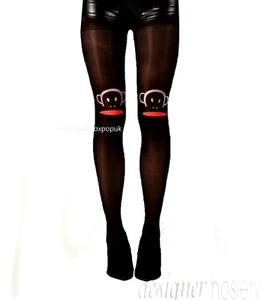 MONKEY FACE TIGHTS By Flirt London Black Opaque UK Size Up To 36" Hip - Picture 1 of 6