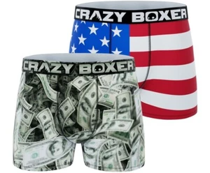 Calzoncillos boxer Crazy para hombre 2XL 44-46 EE. UU. Bandera Americana Dinero Ropa interior Regalo - Imagen 1 de 6