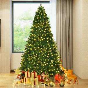 7ft Artificial Christmas Tree Xmas With LED Lights Bushy 1000 Pine Metal Stand
