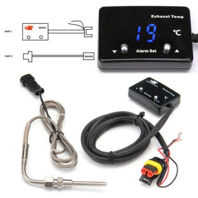 Medidor digital de temperatura de gases de escape LED azul para automóvil EGT con sensor NPT de 1/8 Foto 1 de 4