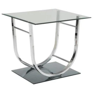 Coaster Contemporary Glass Top End Table with U-Shaped Base in Chrome - Picture 1 of 3