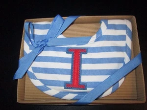 Initial "I" Blue/White Striped Bib in Gift Box by Mud Pie, NIB - Picture 1 of 3