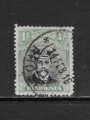 RHODESIA SCOTT 130 USED VF - 1913 1' TURQUOISE BLUE & BLK ISSUE - KING GEORGE V - Image 1 of 2
